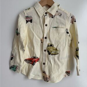 Me & Henry Boys Button Down Shirt 3 4 Old Cars Vintage Cars Trucks Ramie Collar